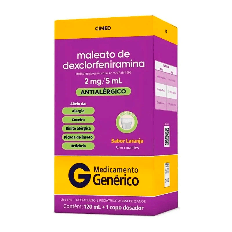 Maleato de Dexclorfeniramina solução 120ml Cimed