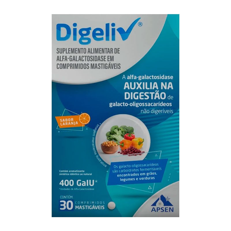 Suplemento Alimentar Digeliv 30 Comprimidos Mastigaveis