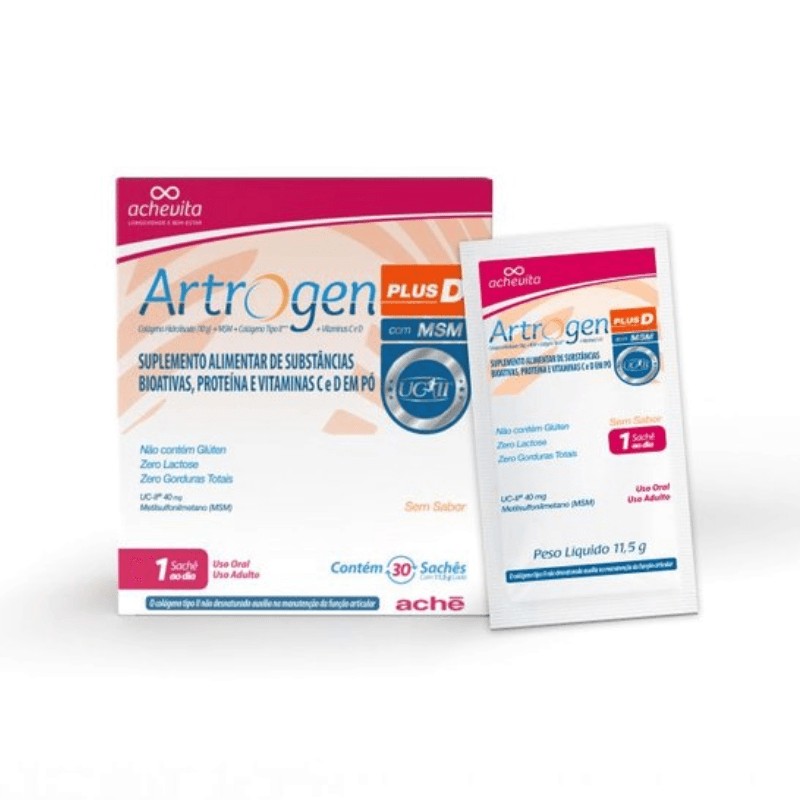 Suplemento Sem Sabor Artrogen Plus D c/30 Saches De 11,5g Cada