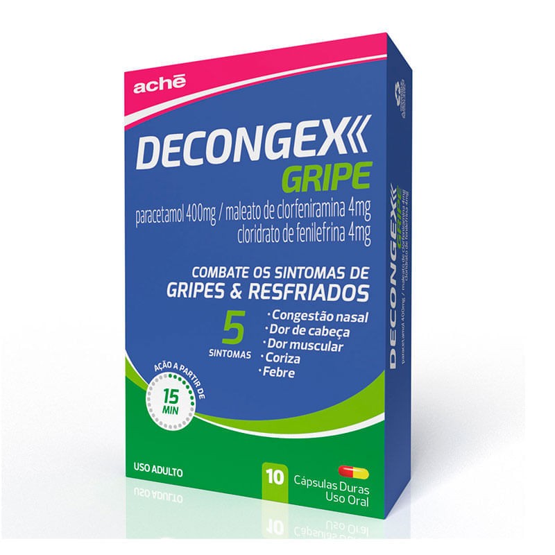 Decongex Gripe 400+4+4mg c/10 Capsulas Duras