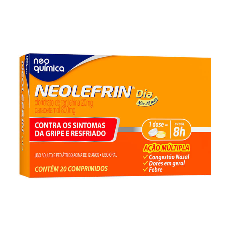 Neolefrin Dia 800+20mg Caixa 10 Comprimidos Amarelo+10 Comprimidos Bra