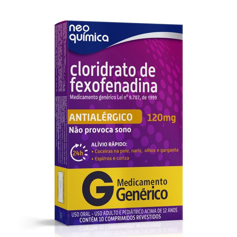 Cloridrato de Fexofenadina 120mg 10 comprimidos Neo Química