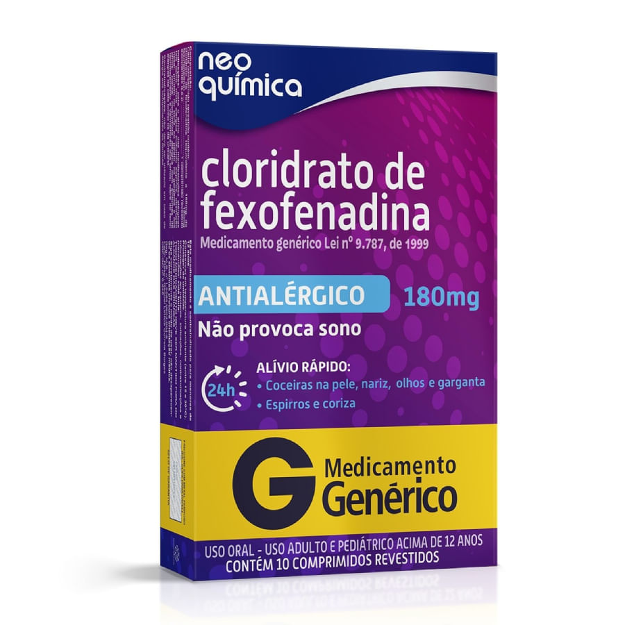 Cloridrato de Fexofenadina 180mg 10 comprimidos Neo Química