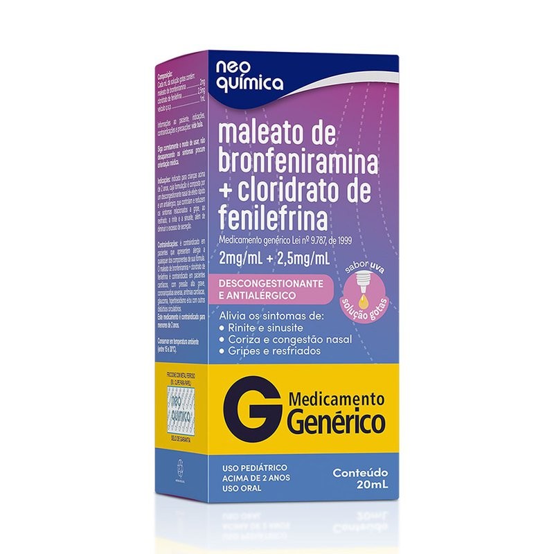 Bronfeniramina + Fenilefrina solução 20ml Neo Química