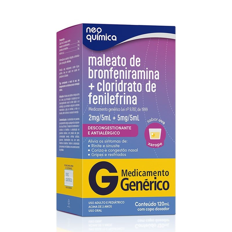 Bronfeniramina + Fenilefrina xarope 120ml Neo Química
