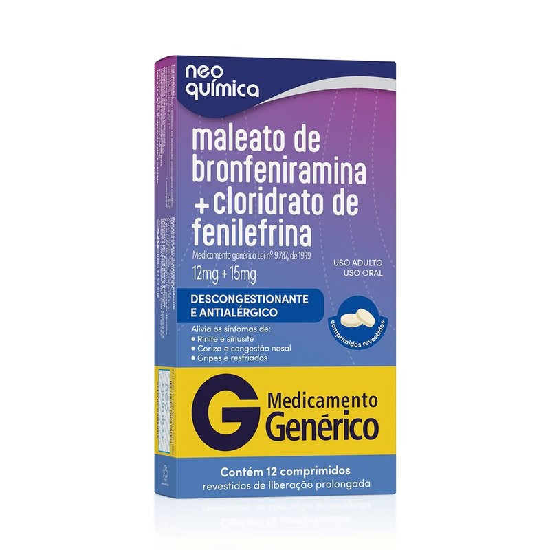 Bronfeniramina + Fenilefrina 12 comprimidos Neo Química