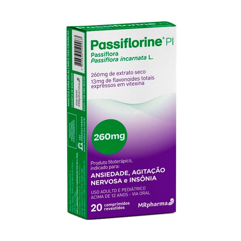 Passiflorine Pi 260mg Caixa 20 Comprimidos Revestidos