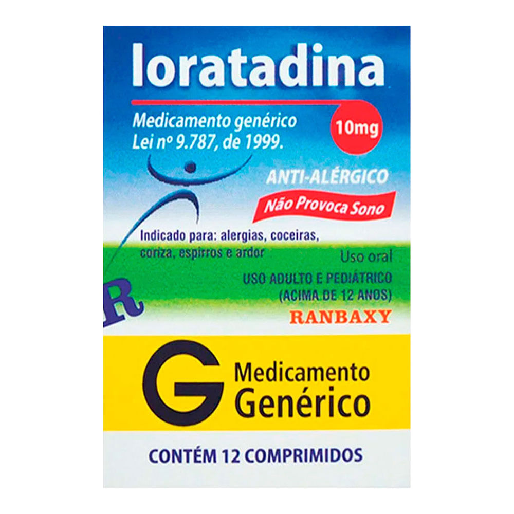Loratadina 10mg 12 comprimidos Ranbaxy