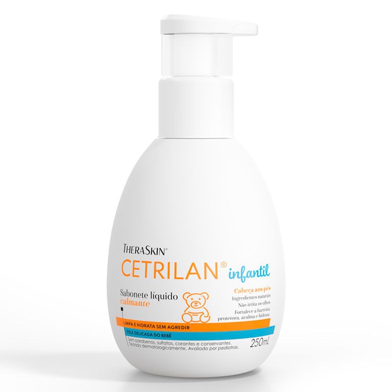 Sabonete Infantil Liquido Calmante Da Cabeca Aos Pes Theraskin Cetrilan Frasco 250ml