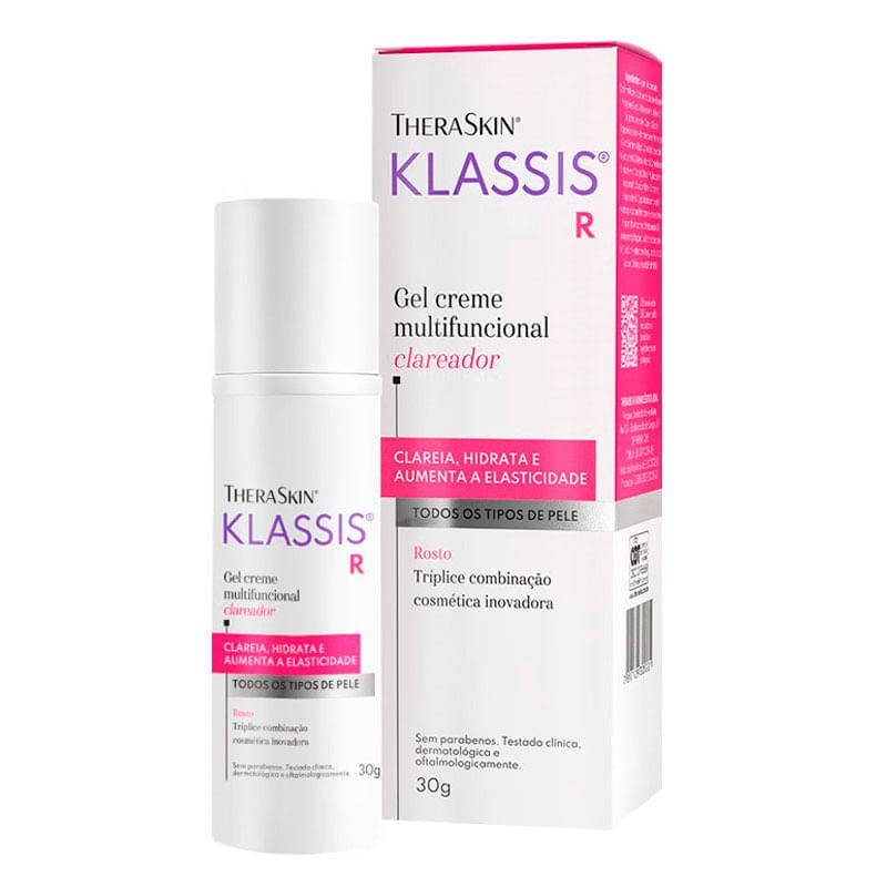 Gel Creme Multifuncional Clareador Triplice Combinacao Cosmestica Inovadora Theraskin Klassis Caixa 30g