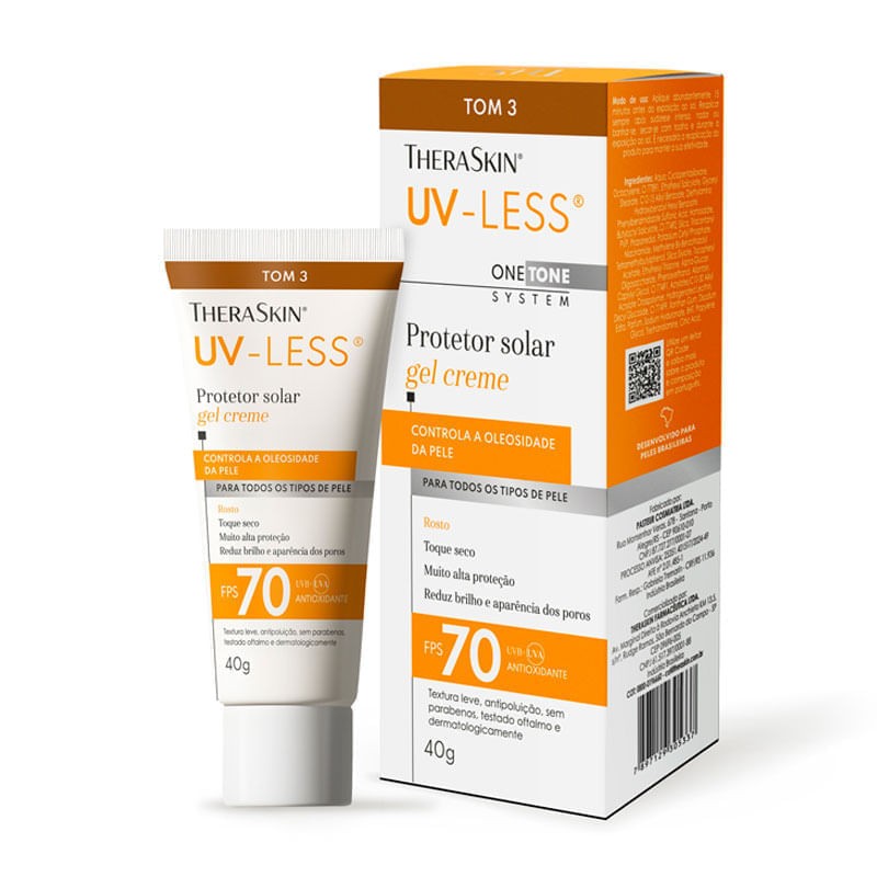 Protetor Solar Gel Creme Uv-less Fps70 Tom 3 40g
