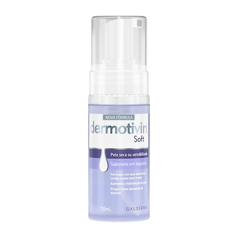 Dermotivin Soft Sabonete Facial Espuma Pele Seca Ou Sensivel 130ml