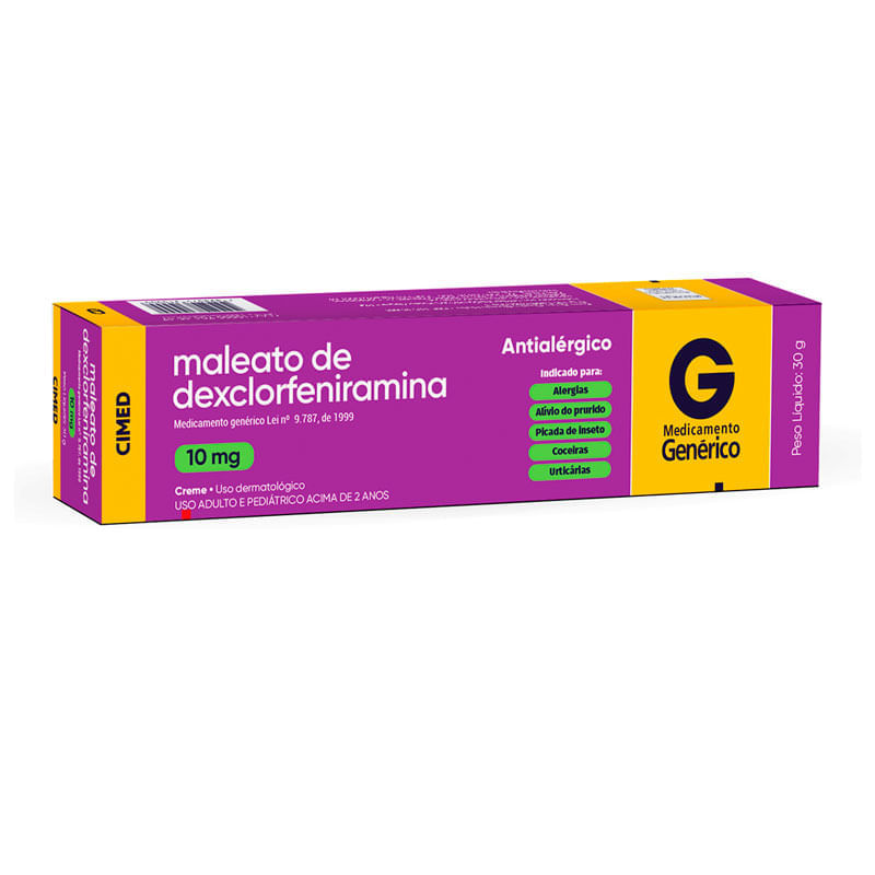 Maleato de Dexclorfeniramina 10mg creme 30g Cimed