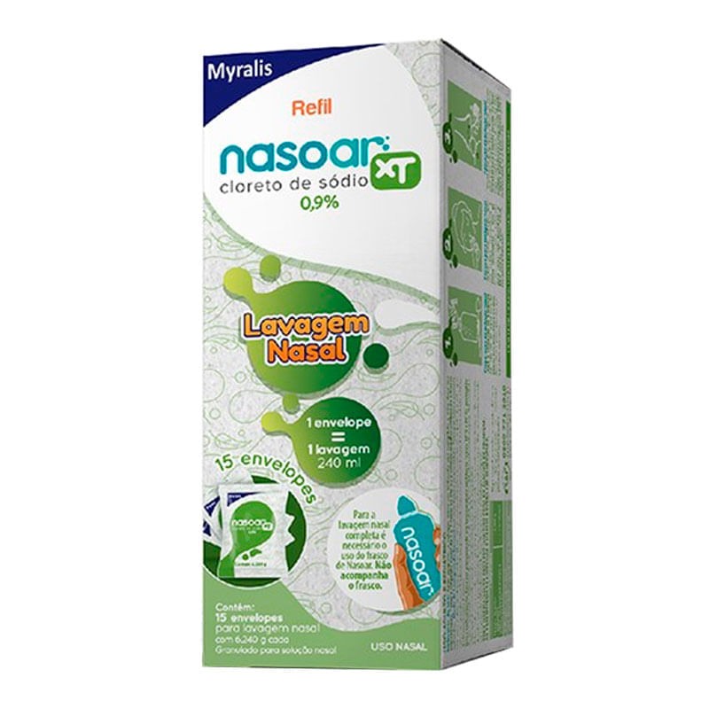 Nasoar Xt Solucao Para Lavagem Nasal Com 15 Envelopes Refil