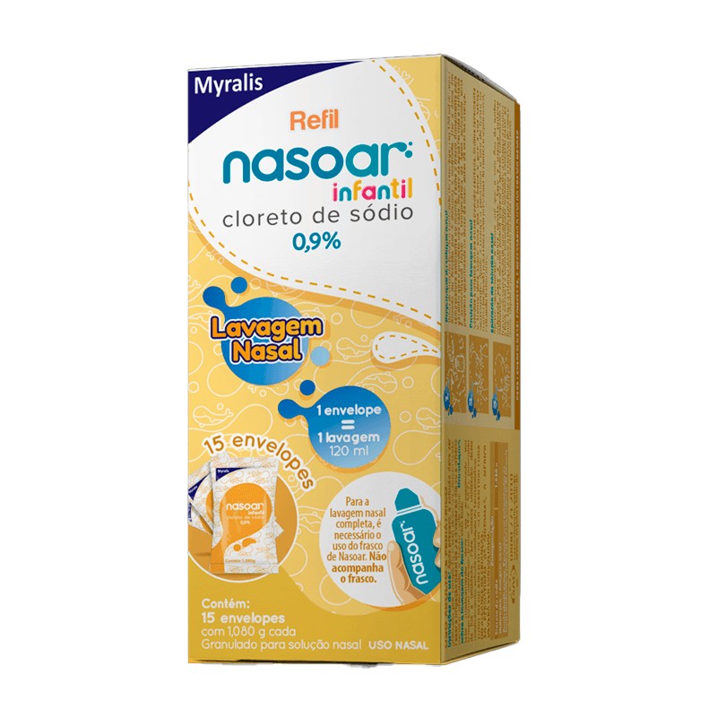 Nasoar Infantil 0,9% Soluçao Nasal Refil 15 Envelopes