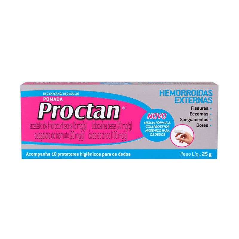Proctan Pomada 25g Com 10 Protetores Higienicos Para Dedos