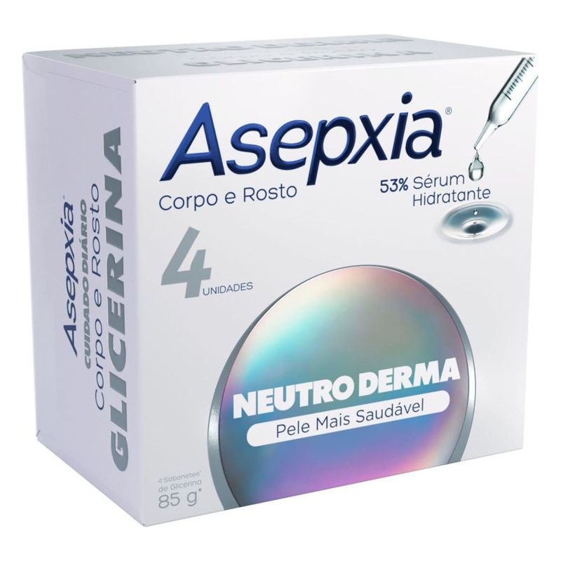 Pack Asepxia Sabonete Corpo E Rosto Neutro Derma 85g Com 4 Unidades