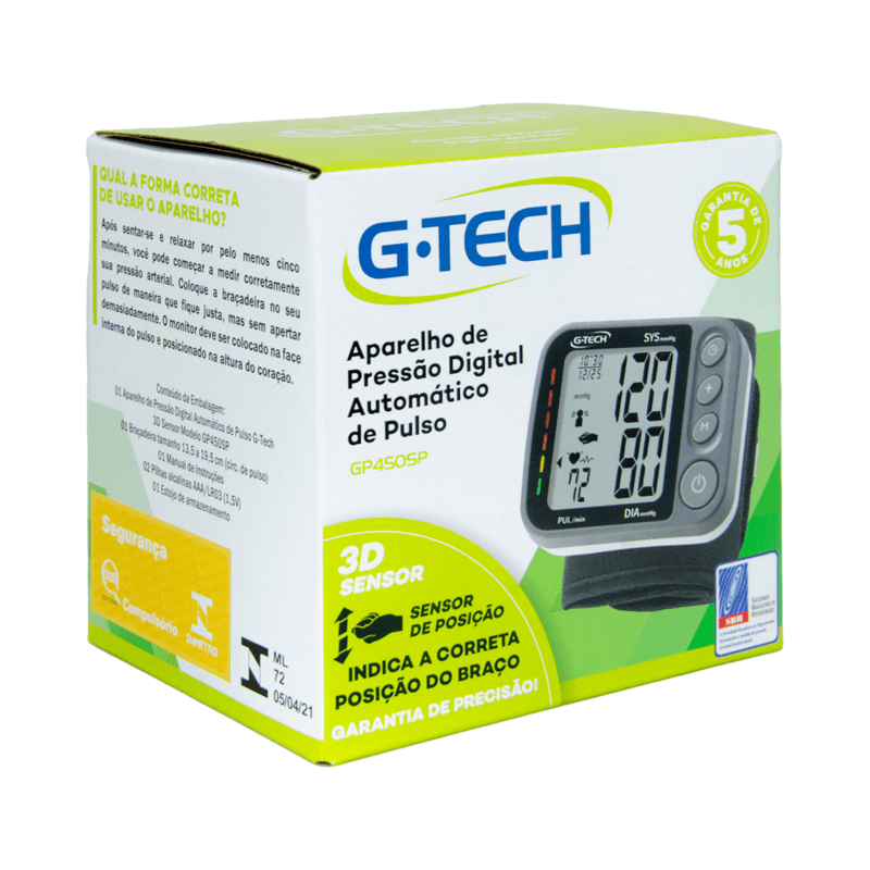 Aparelho De Pressao Digital Automatico De Pulso G-tech Gp450sp