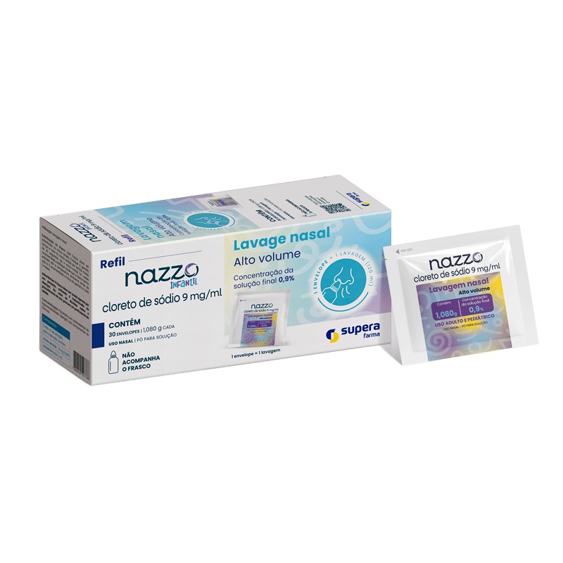 Lavagem Nasal Infantil Nazzo Caixa 30 Envelopes 1,08g Cada Pó Para Soluçao Nasal Refil