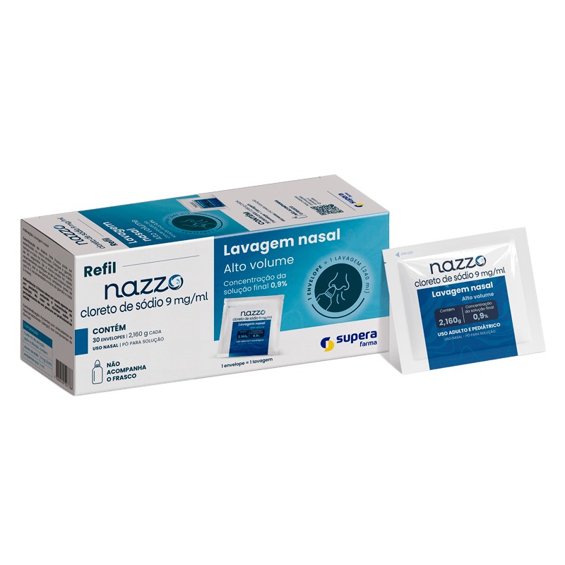Lavagem Nasal Nazzo Caixa 30 Envelopes 2,16g Cada Po Para Soluçao Nasal Refil