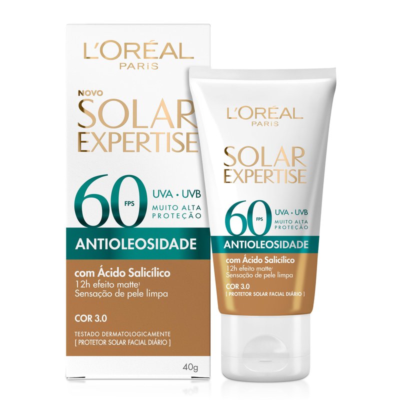 Protetor Solar Facial L'Oréal Paris Solar Expertise Antioliosidade Fps60 Cor 3.0 40g