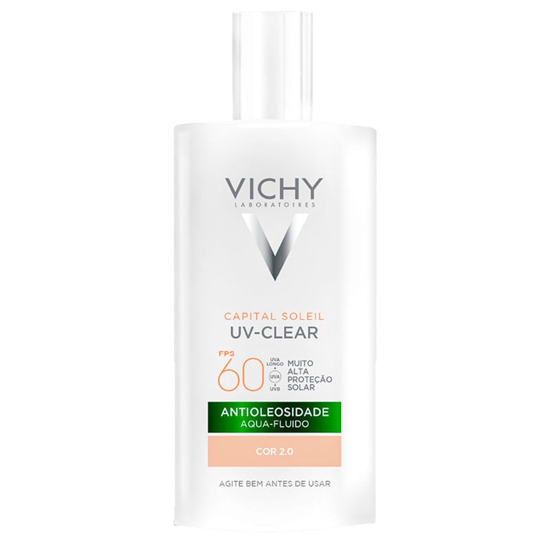 Protetor Solar Facial Aqua Fluido Antioleosidade Com Cor 2.0 FPS 60 Vichy Capital Soleil Uv Clear Frasco 40g