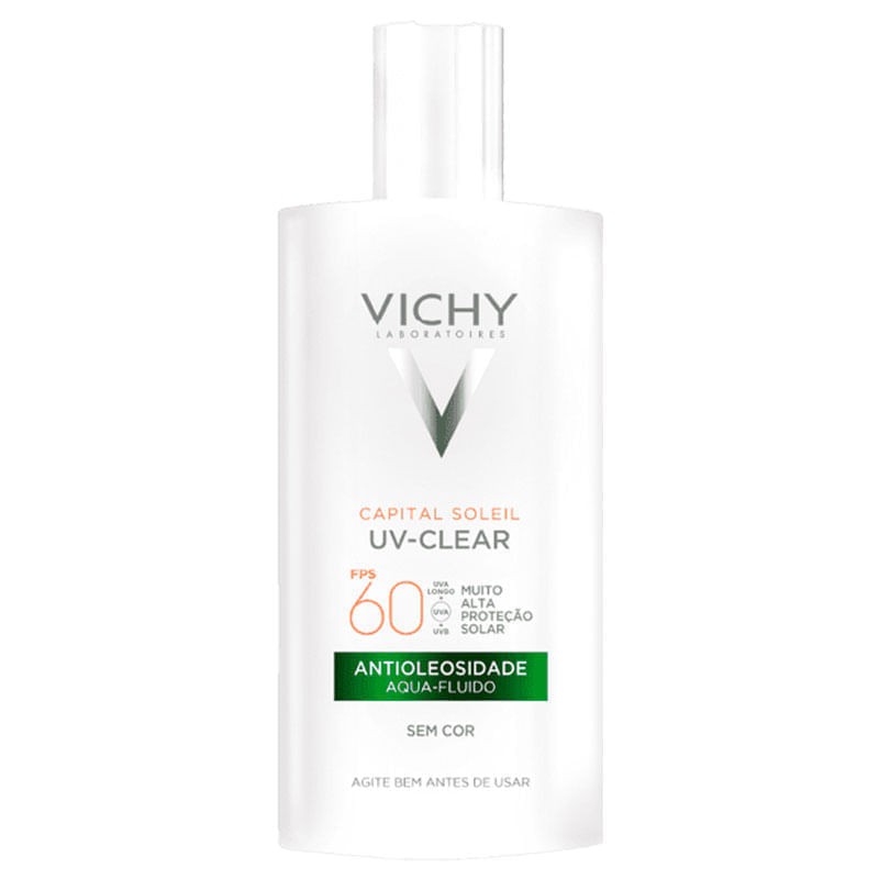 Protetor Solar Facial Aqua Fluido Antioleosidade Sem Cor FPS 60 Vichy Capital Soleil Uv Clear Frasco 40g