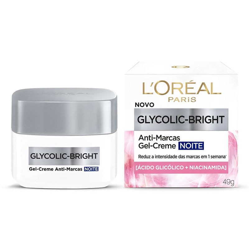 Gel Creme Antimarcas Noite L Oreal Paris Glycolic Bright Caixa 49g
