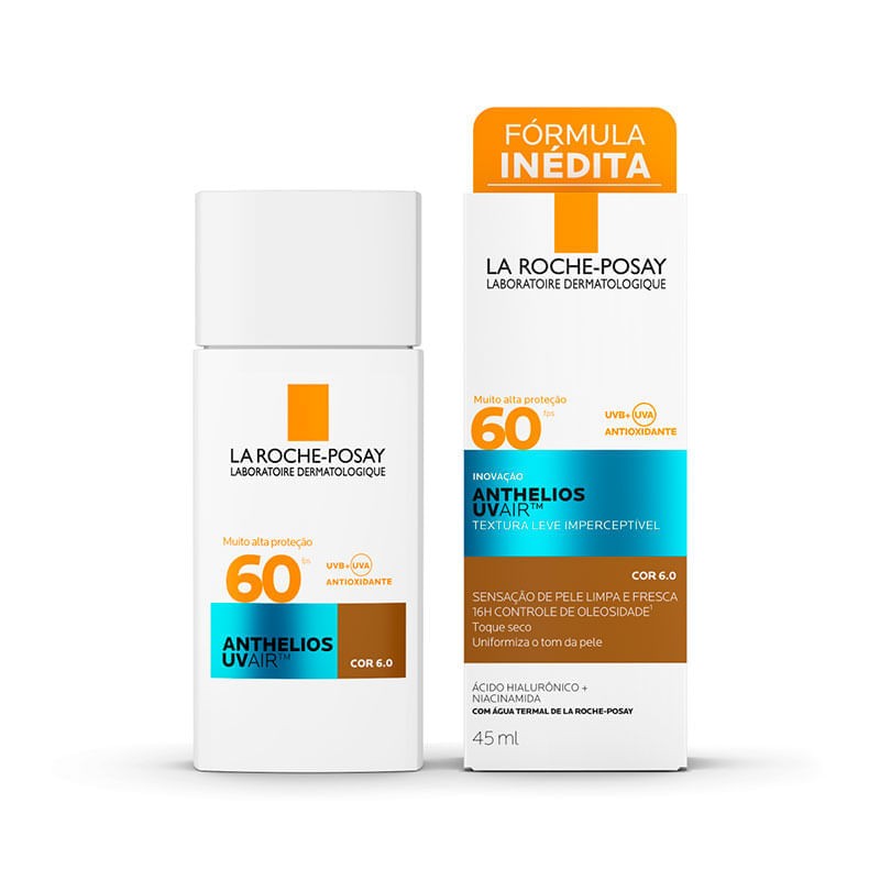 Protetor Solar Com Cor 6.0 FPS 60 La Roche-posay Anthelios Uvair Frasco 45ml