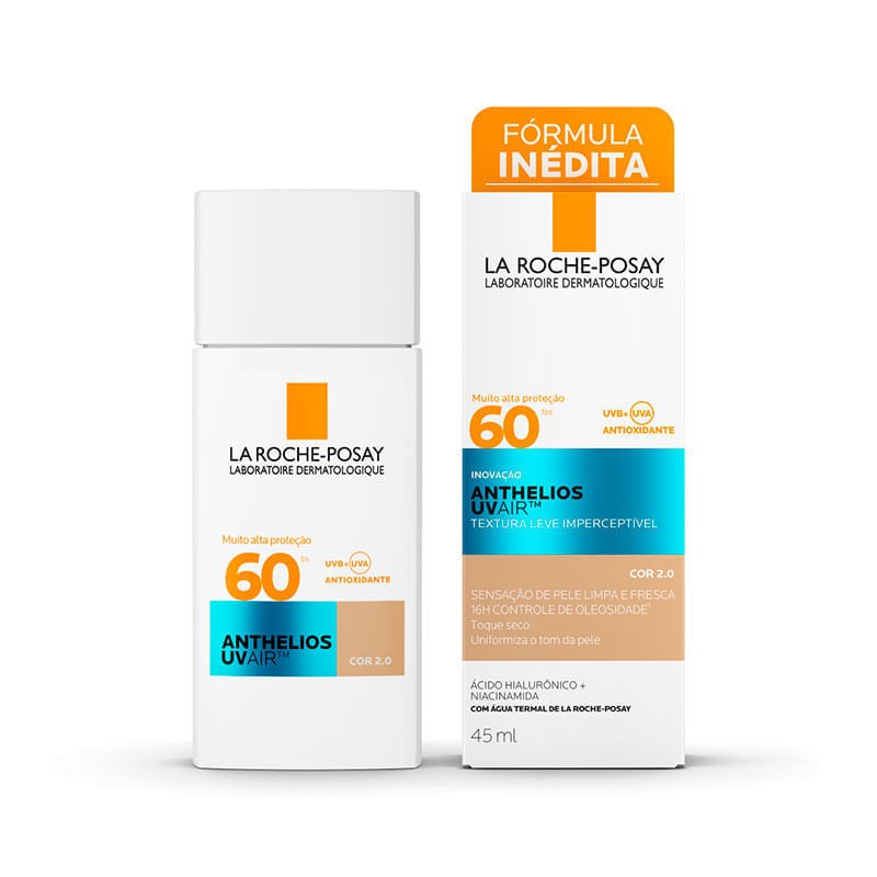 Protetor Solar Com Cor 2.0 FPS 60 La Roche-posay Anthelios Uvair Frasco 45ml