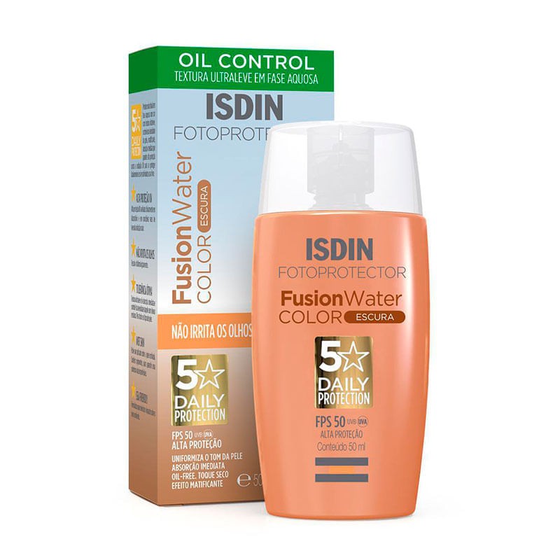 Protetor Solar Facial Fusion Water Cor Escura Fps50 Isdin 50ml